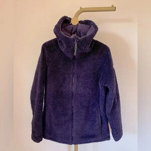 Burton Women's Purple Sherpa Fuzzy Fleece Zip-Up Hoodie Jacket Size S Apres Ski